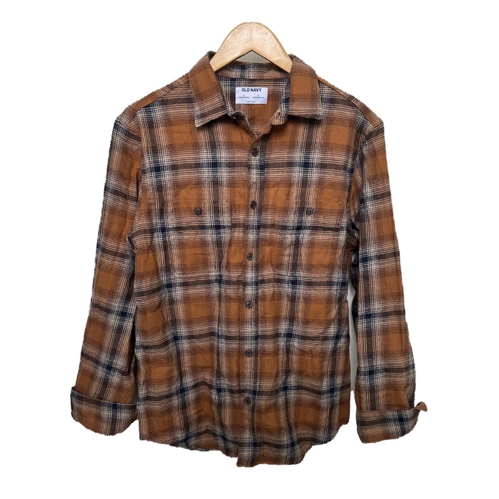 Old Navy Plaid Men’s Earth Tone Button-Up Longsleeve